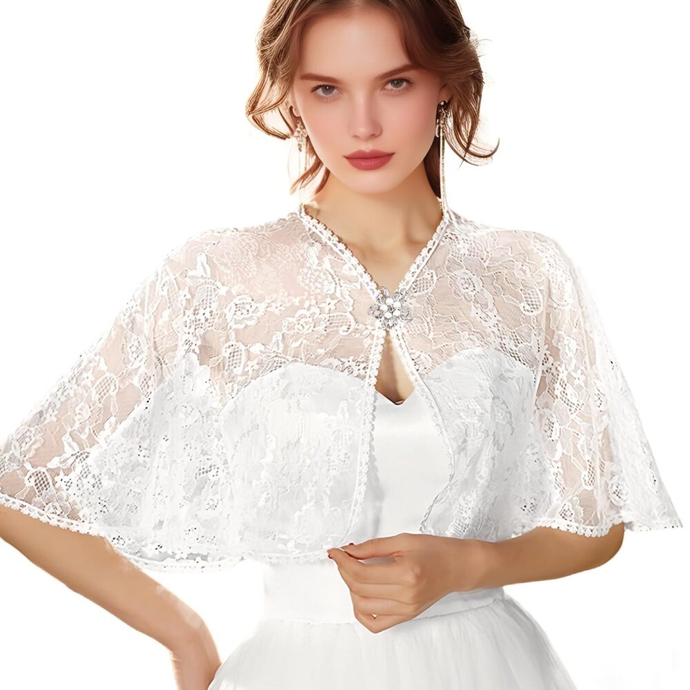 8461 Elegant Lace Appliques Shawls Wrap, Evening Prom Party Dress, Floral